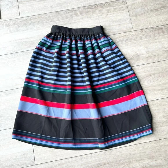 Zara Striped Pleated A Line Midi Skirt - Picture 3 of 14